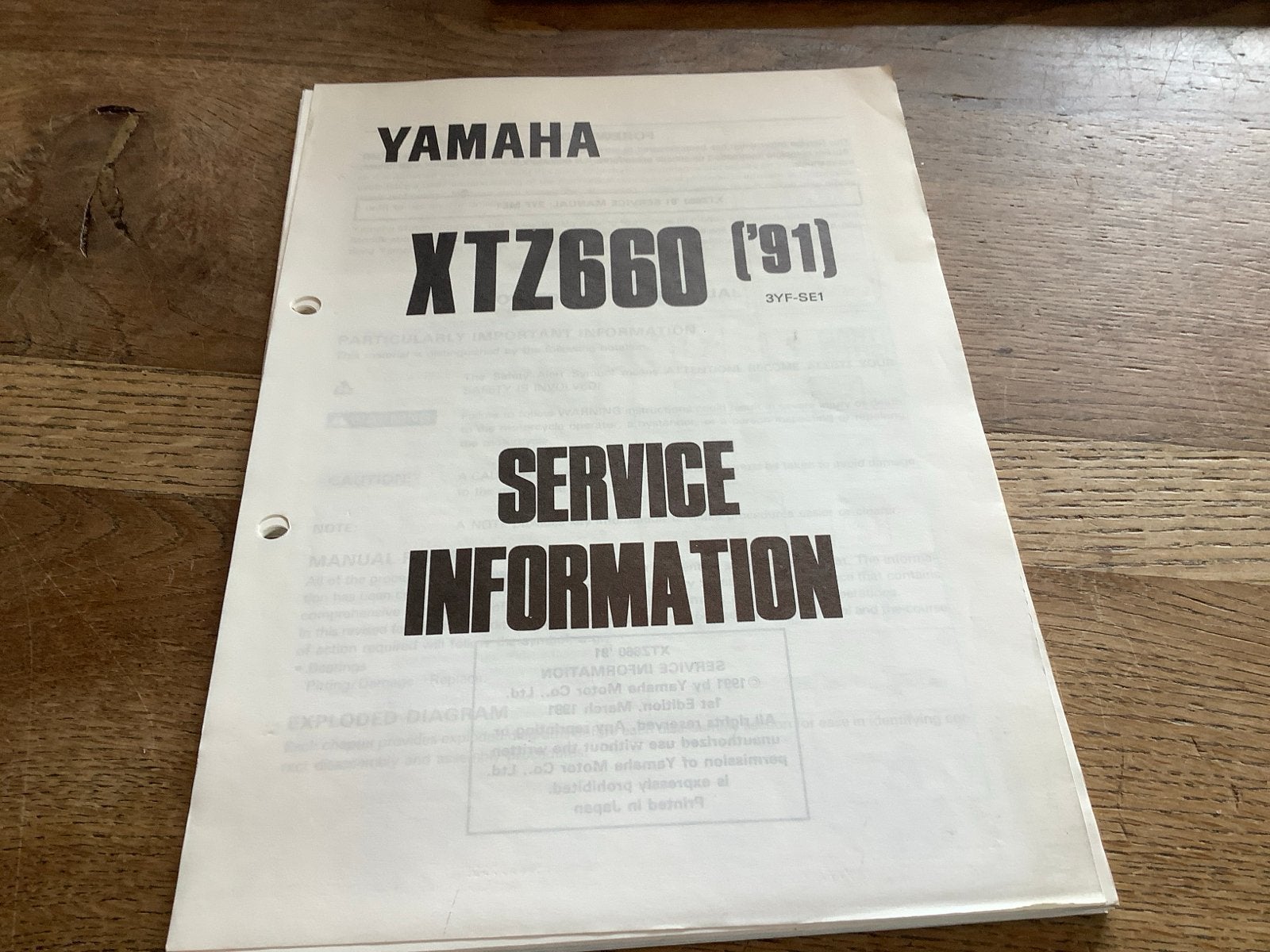 Yamaha XTZ660 '91 Service Informatie Handleiding. (232), Verzenden, Yamaha