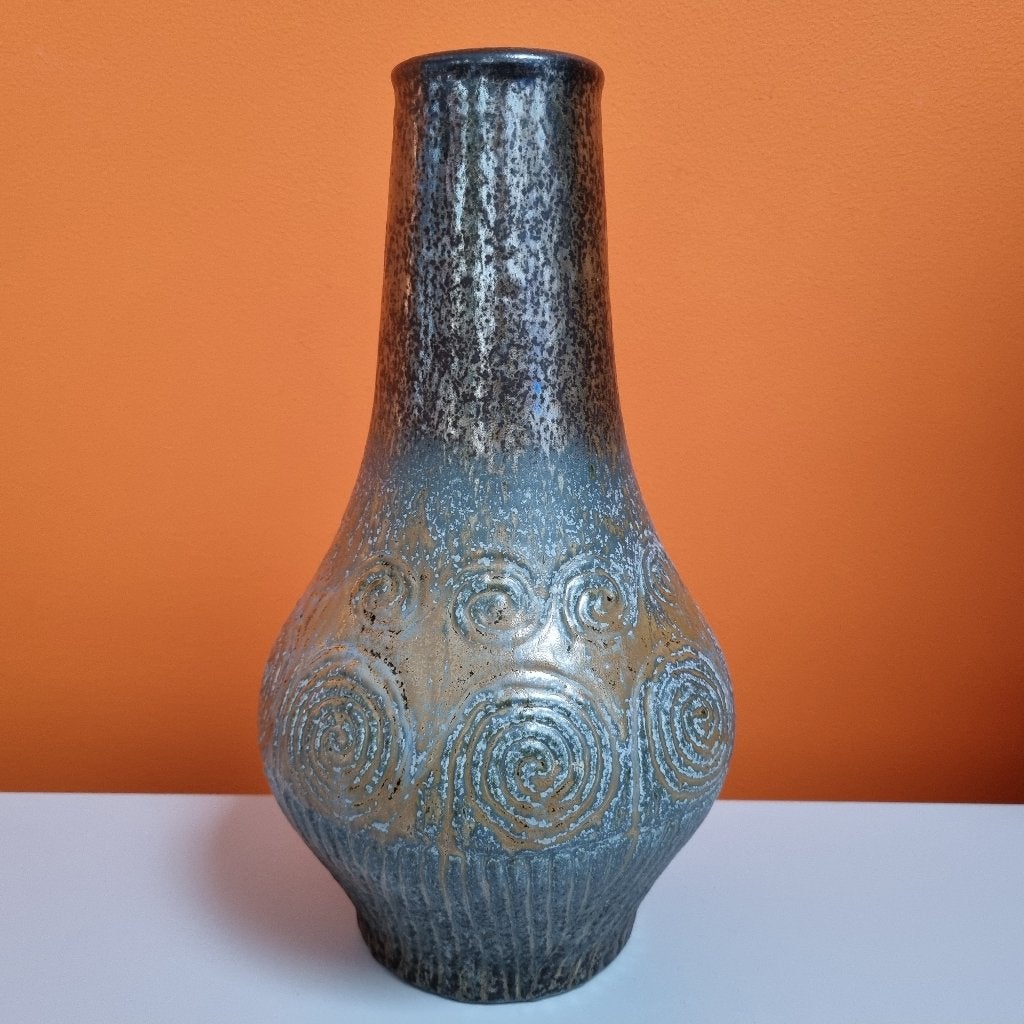 prachtige retro vintage vaas Jasba West Germany, 28 cm, Zo goed als nieuw, Steen/keramiek, Groen