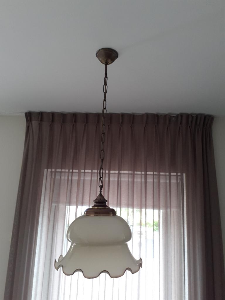 Plafondlamp met glazen kap, Huis en Inrichting, Ophalen, Gebruikt, Glas, Beetje vintage