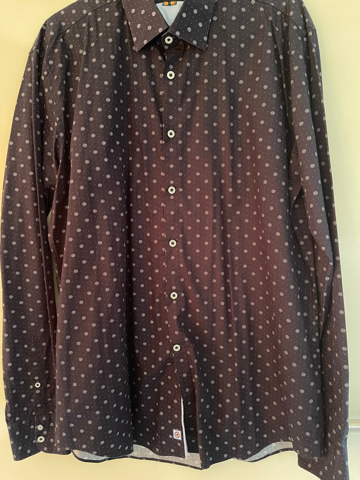 Blue Industry overhemd met stippen, maat 44, Ophalen of Verzenden, Zo goed als nieuw, Blauw, Halswijdte 43/44 (XL)