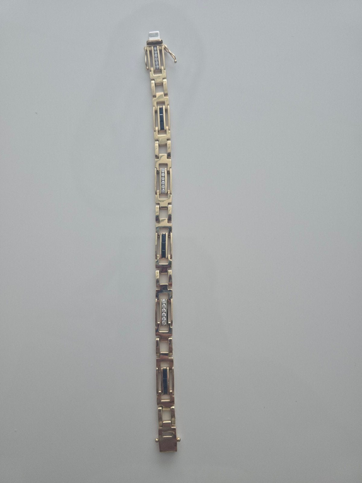 Gouden armband met 1 karaat diamanten en saffier, Gebruikt, Ophalen of Verzenden, Met edelsteen, Goud