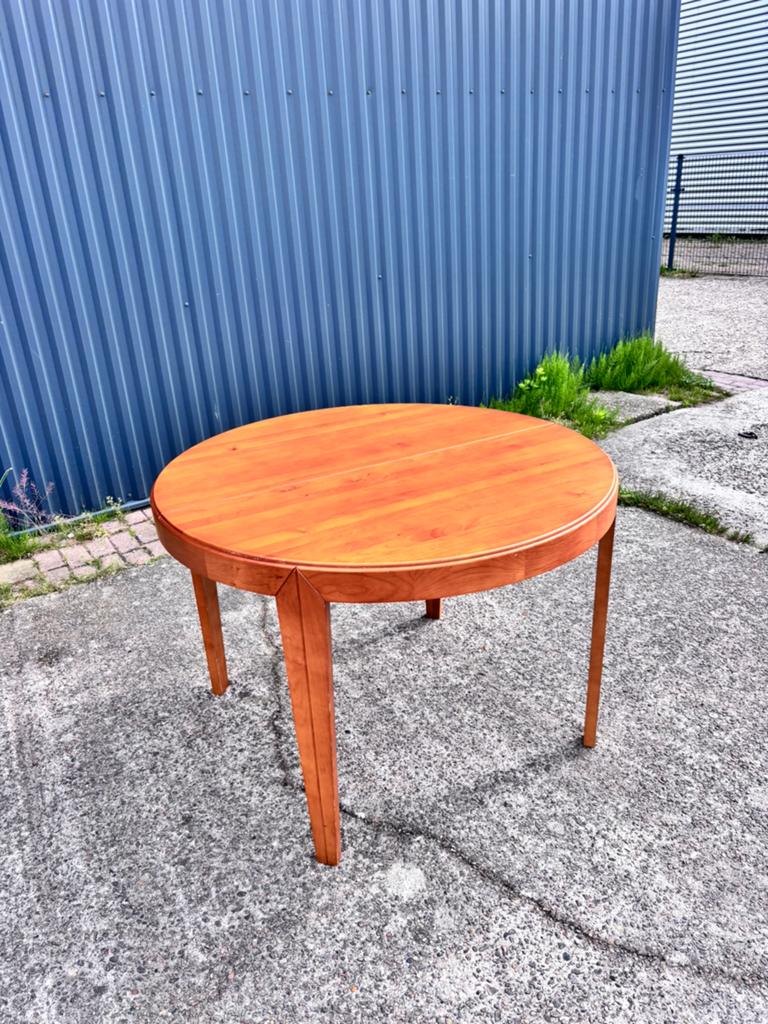 Vintage eettafel rond uitschuifbaar, Huis en Inrichting, Tafels | Eettafels, Ophalen, F, Gebruikt, 100 tot 150 cm