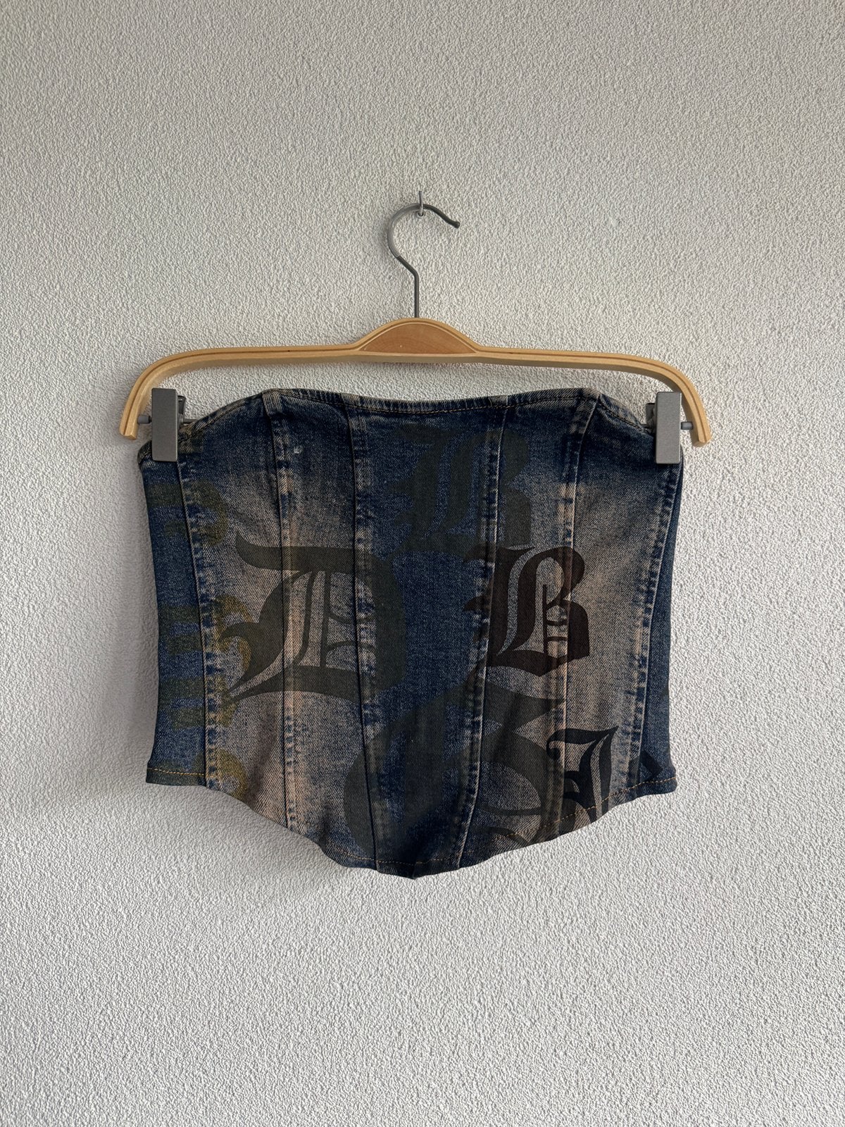 Urban Outfitters Y2K denim korset top met print, Kleding | Dames, Urban Outfitters, BDG, Blauw, Maat 42/44 (L)