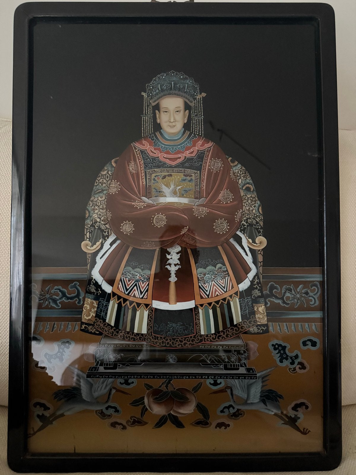 Chinees portret van een keizerin in lijst, Schilderij, China, Meerkleurig, Geschilderd