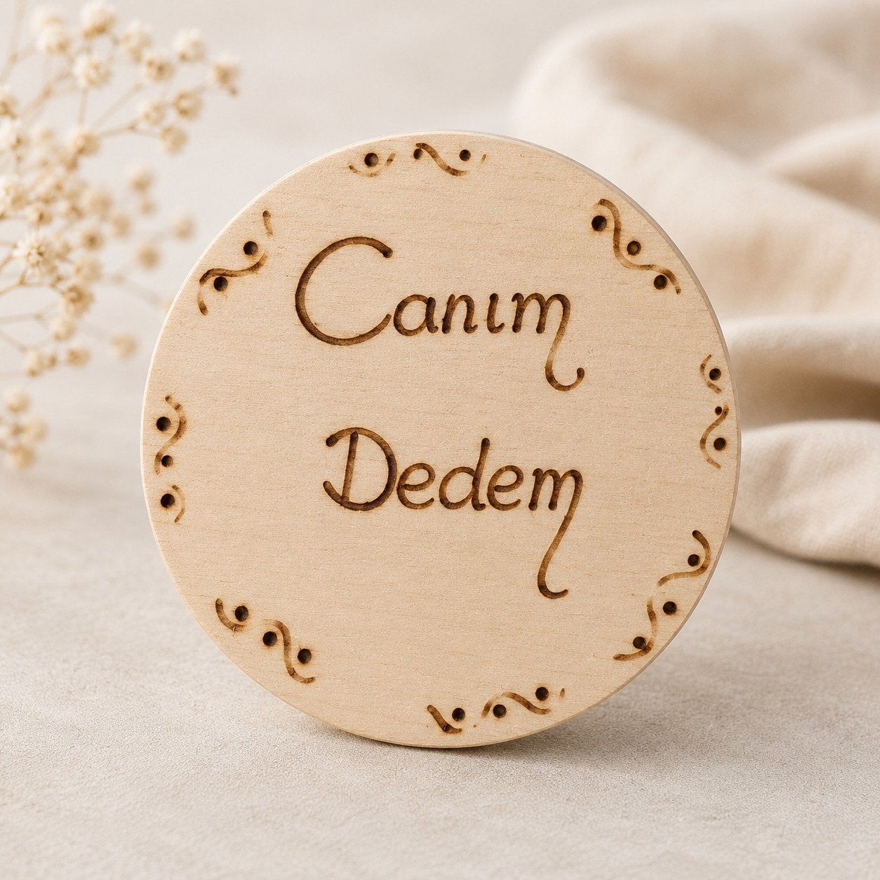 Magneetbordje Canım Dedem - 10cm diameter, Ophalen of Verzenden