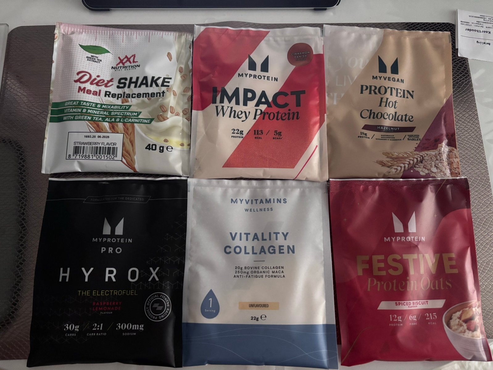 6 sample zakjes van MyProtein/XXL Nutrition, Verzenden, Zo goed als nieuw, Poeder of Drank