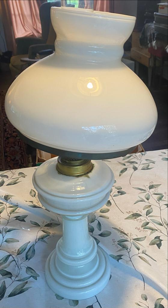 Vintage Opaalglas Olielamp - Opknapper, Ophalen of Verzenden