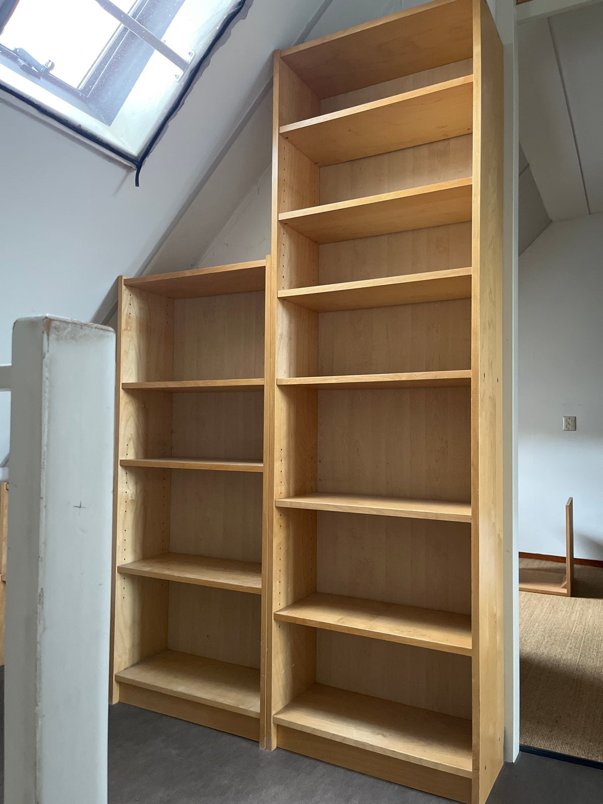 IKEA Billy Boekenkasten met opzetstukken - Houtfineer, Ophalen, Met plank(en), Gebruikt, 200 cm of meer