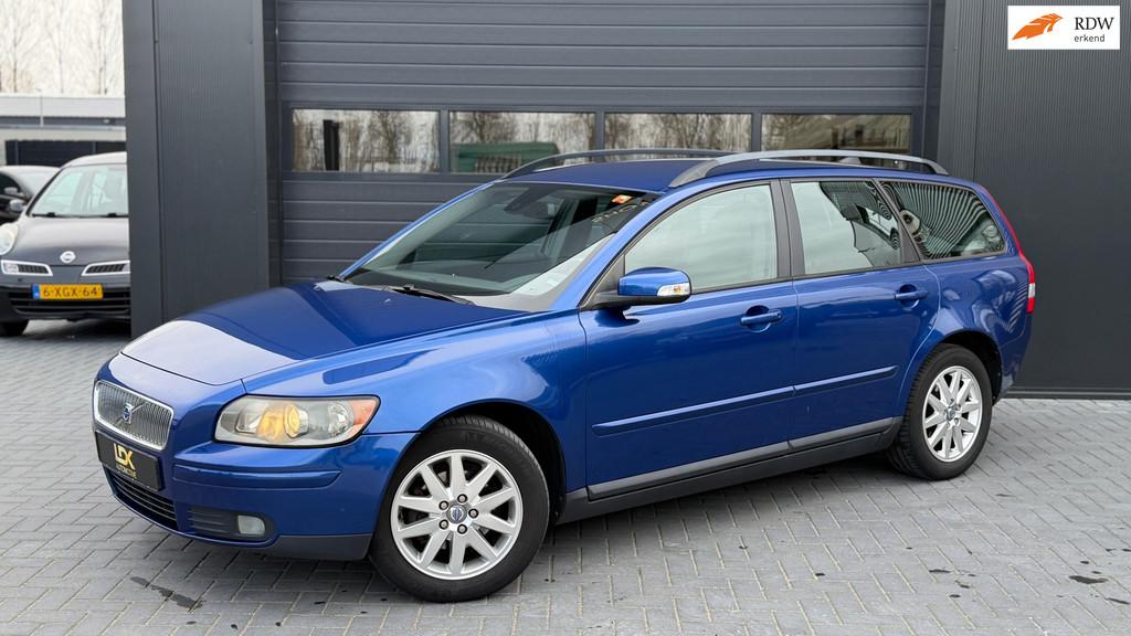 Volvo V50 1.8 Summum Airco|Leder|Trekhaak, Auto's, Voorwielaandrijving, 125 pk, 4 cilinders, Blauw