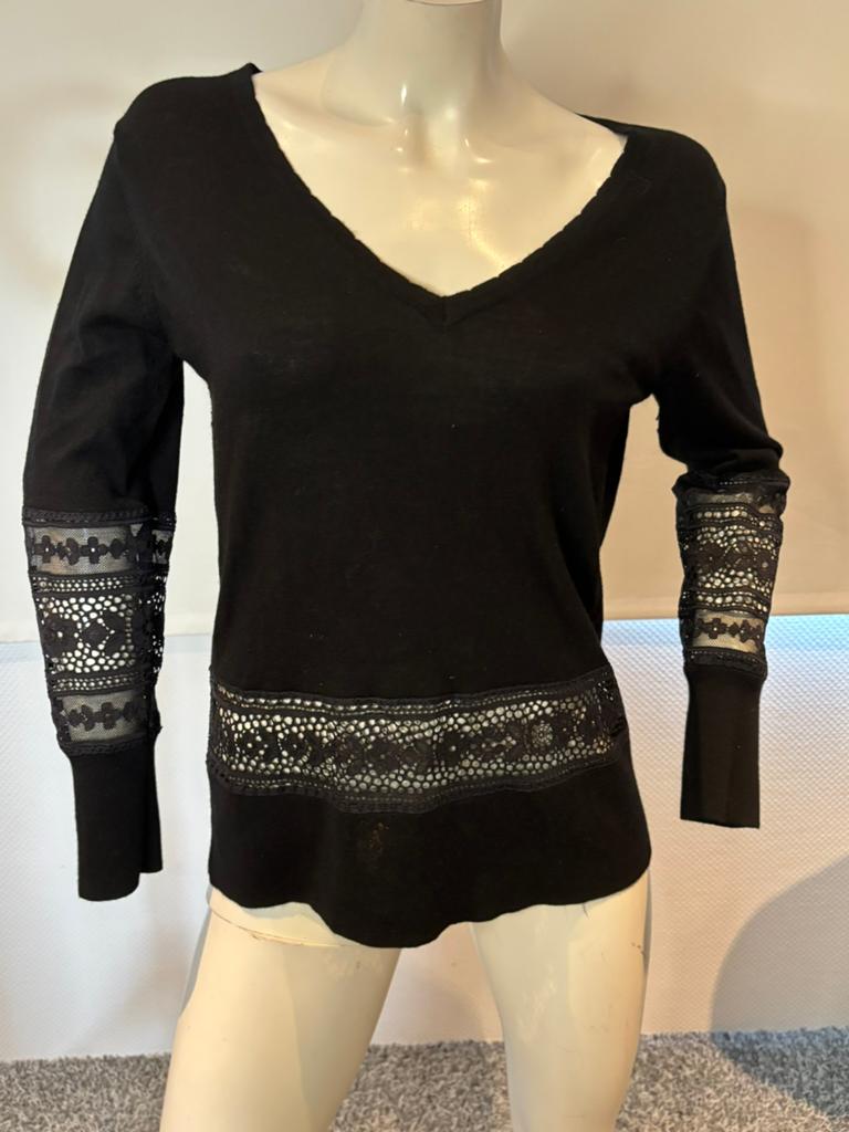 Claudie pierlot trui met kant maat s, Ophalen of Verzenden, Zo goed als nieuw, Maat 38/40 (M), Zwart