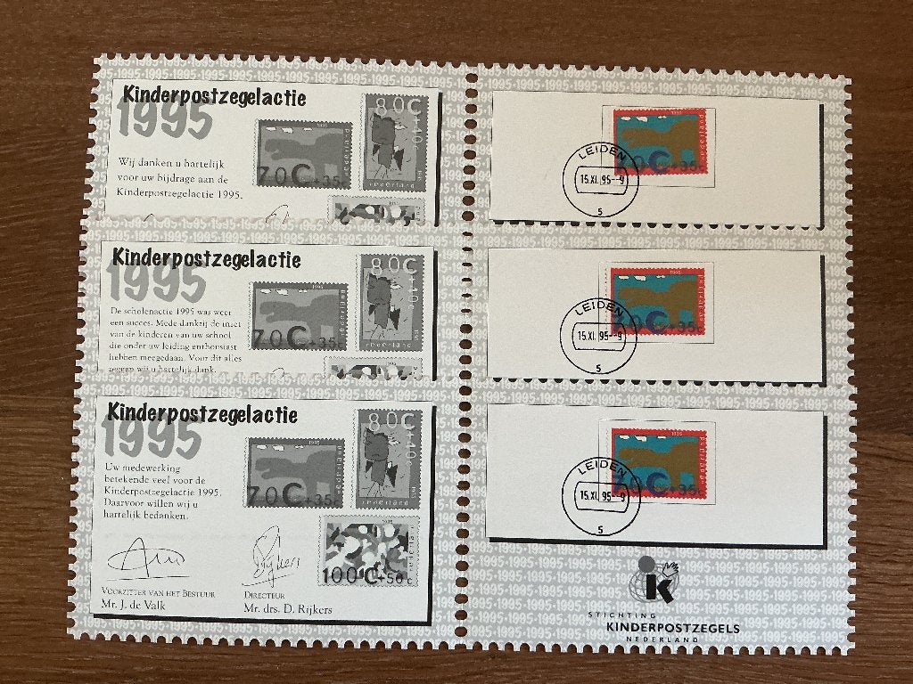 Kinderbedankkaart B-C-S 1995kinderzegels incl verz.3 euro, Postzegels en Munten, Postzegels | Nederland, Verzenden