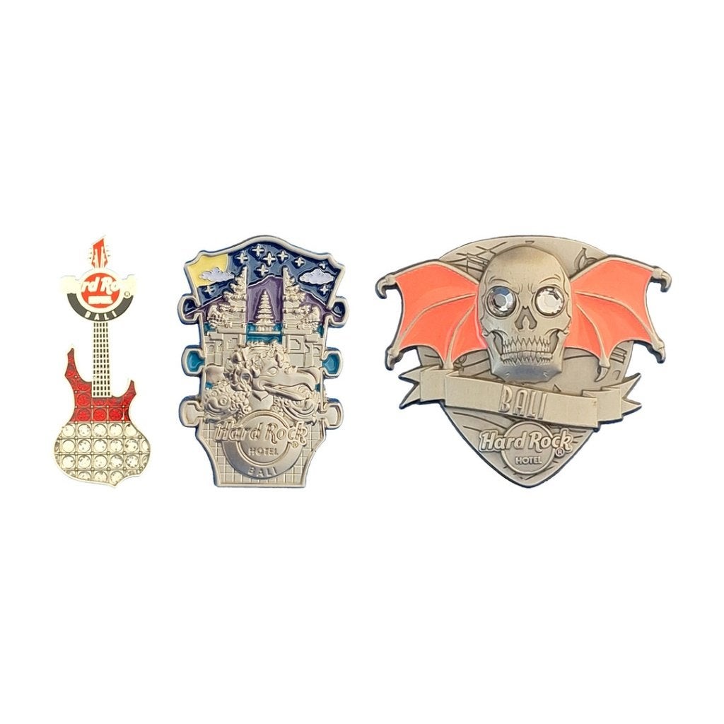 Set 3x Hard Rock Bali Pins - LE300 + Bling, Verzamelen, Ophalen of Verzenden, Zo goed als nieuw, Overige onderwerpen, Speldje of Pin