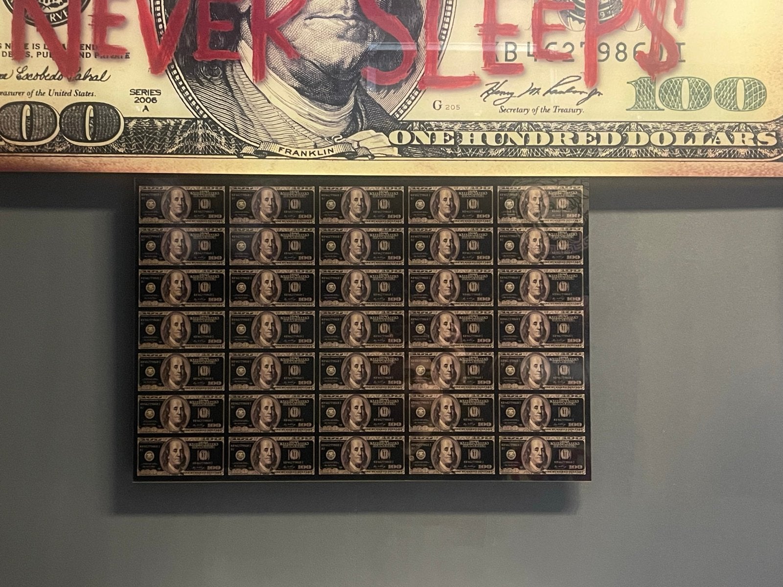 Plexiglas kunstwerk 60x40 cm - Dollar biljetten, Ophalen of Verzenden