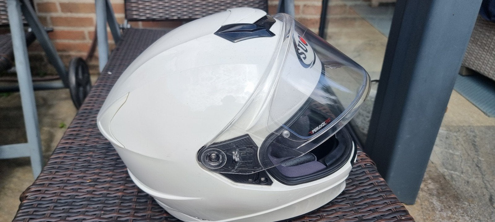 Witte Suomy Stellar integraalhelm, maat M wegens stoppen met, Motoren, Kleding | Motorhelmen, M, Heren, Integraalhelm, Tweedehands