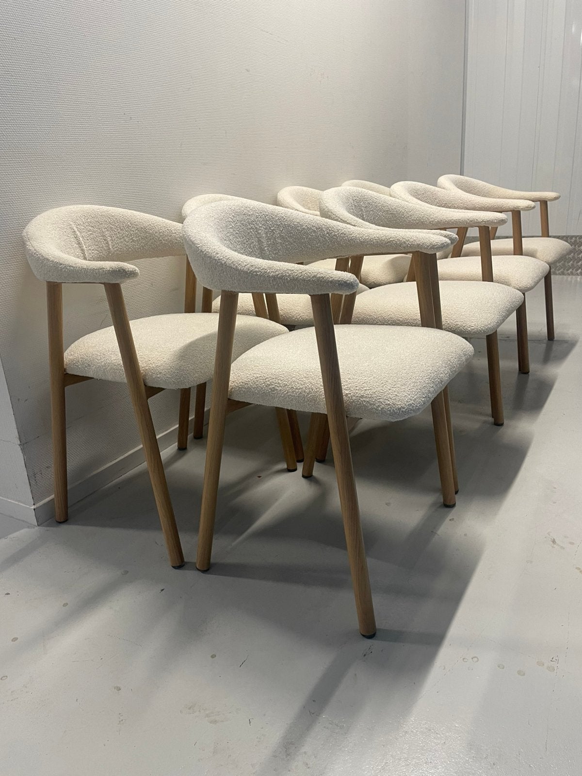 Japandi eetkamerstoelen 8 stuks beige, Ophalen, Overige kleuren, Zo goed als nieuw, Stof