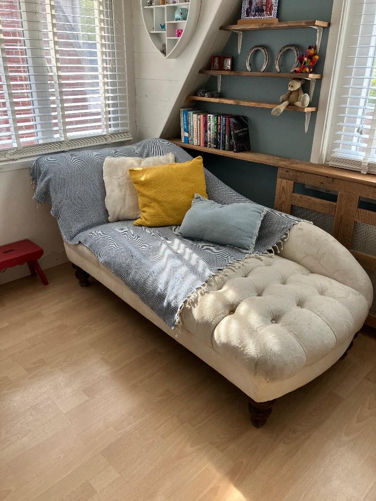Chaise longue bank wit - Chesterfield, Ophalen, Overige materialen, Gebruikt, Eenpersoons