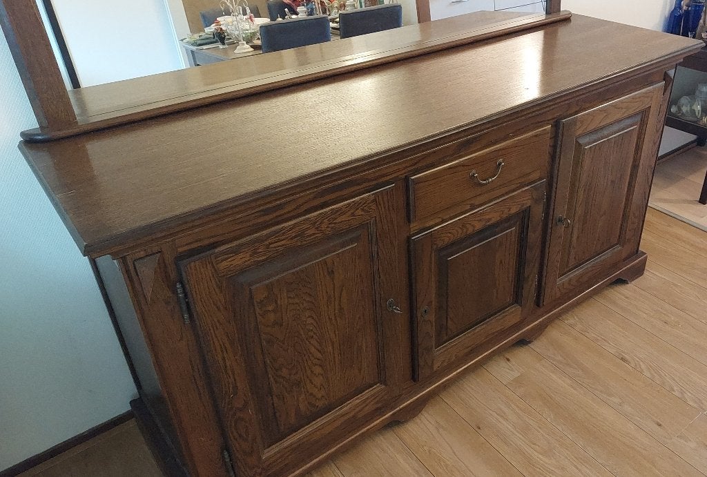 Dressoir met spiegel, Ophalen, Gebruikt, 150 tot 200 cm, Met lade(s)