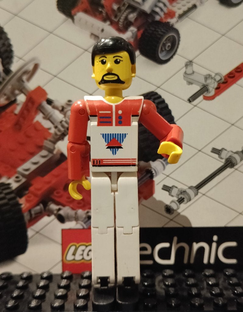 Lego Technic Figure White Legs, White Top with Red Vest, Red, Gebruikt, Lego, Ophalen of Verzenden, Minifiguur