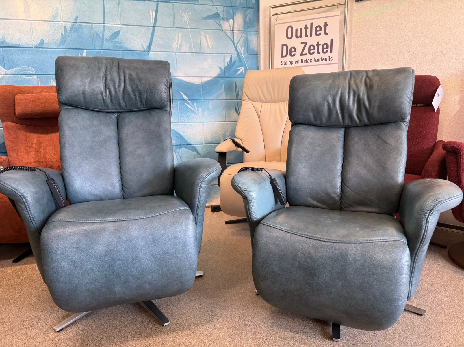 Relaxfauteuils meubelzorg sta op relax stoel gratis bezorgd, Verzenden, Zo goed als nieuw, Leer, Ruim 100 kort gebruikte merk stoelen in alle kleuren en maten