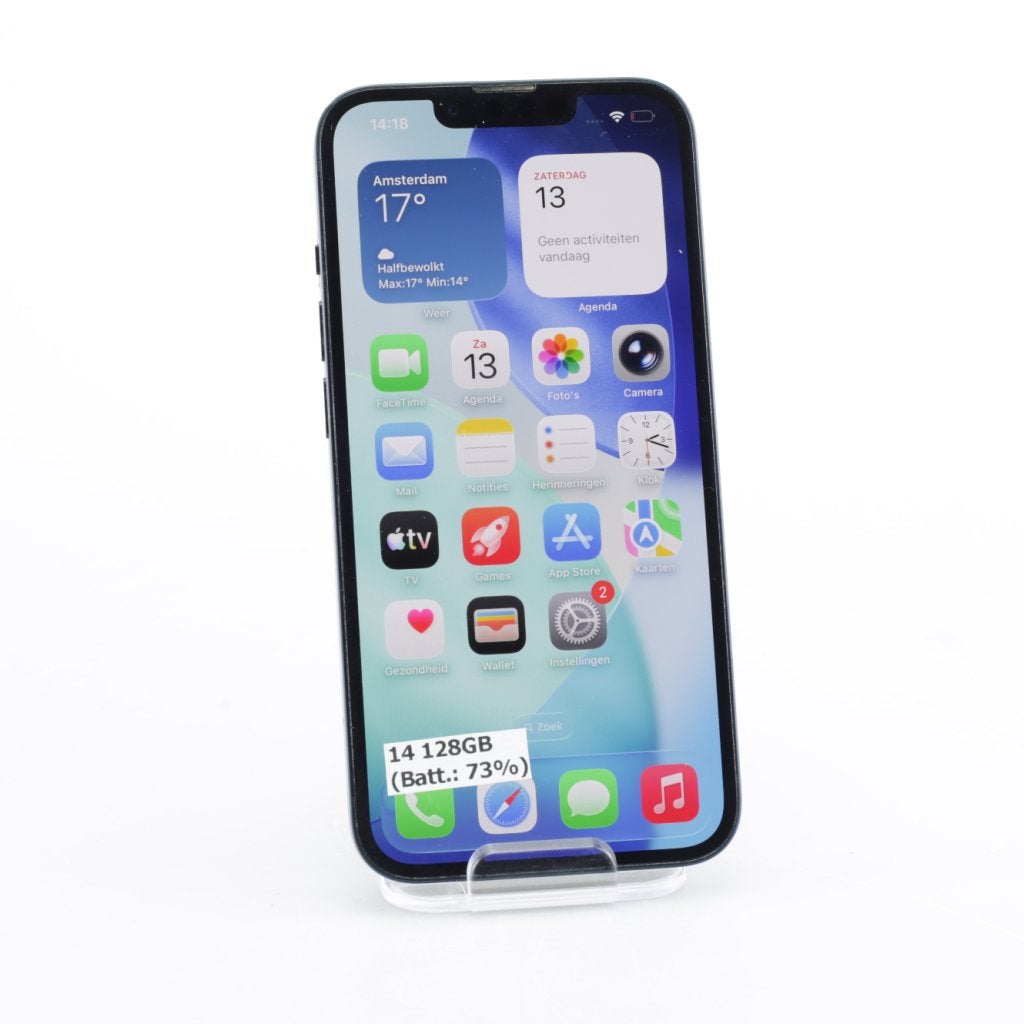 iPhone 14 128GB Zwart (Batterijconditie: 73%), Apple, Gebruikt, Support@apple.com, One Apple Park Way
Cupertino, CA 95014
United States