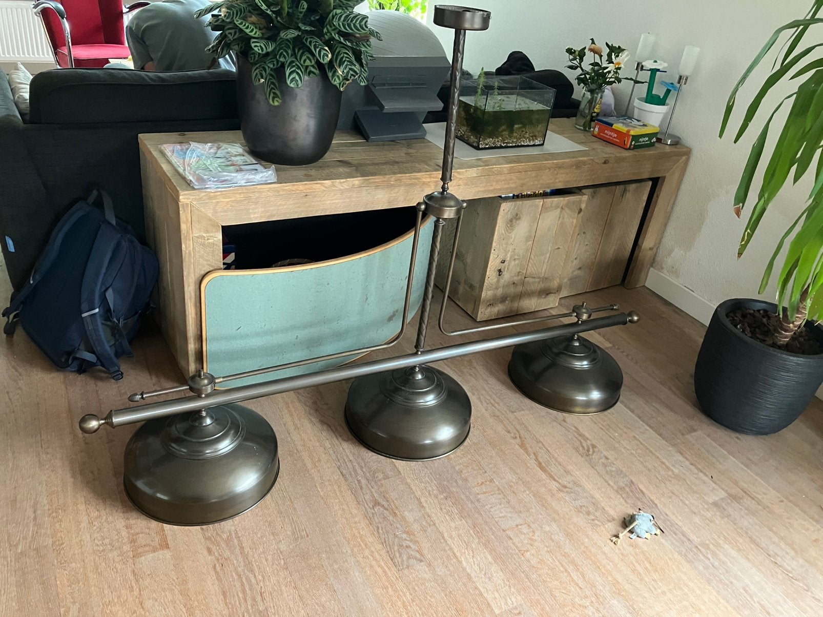 Stamtafel lamp. Engels koper., Ophalen, Minder dan 50 cm, Gebruikt, 75 – 100