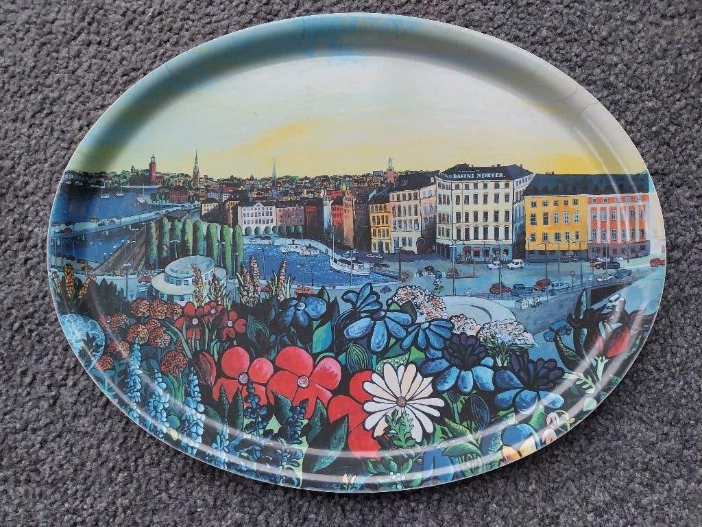 Vintage Bengt Elde ‘Tavelmålare Stockholm’ – ovaal dienblad, Ophalen of Verzenden, Huis en Inrichting