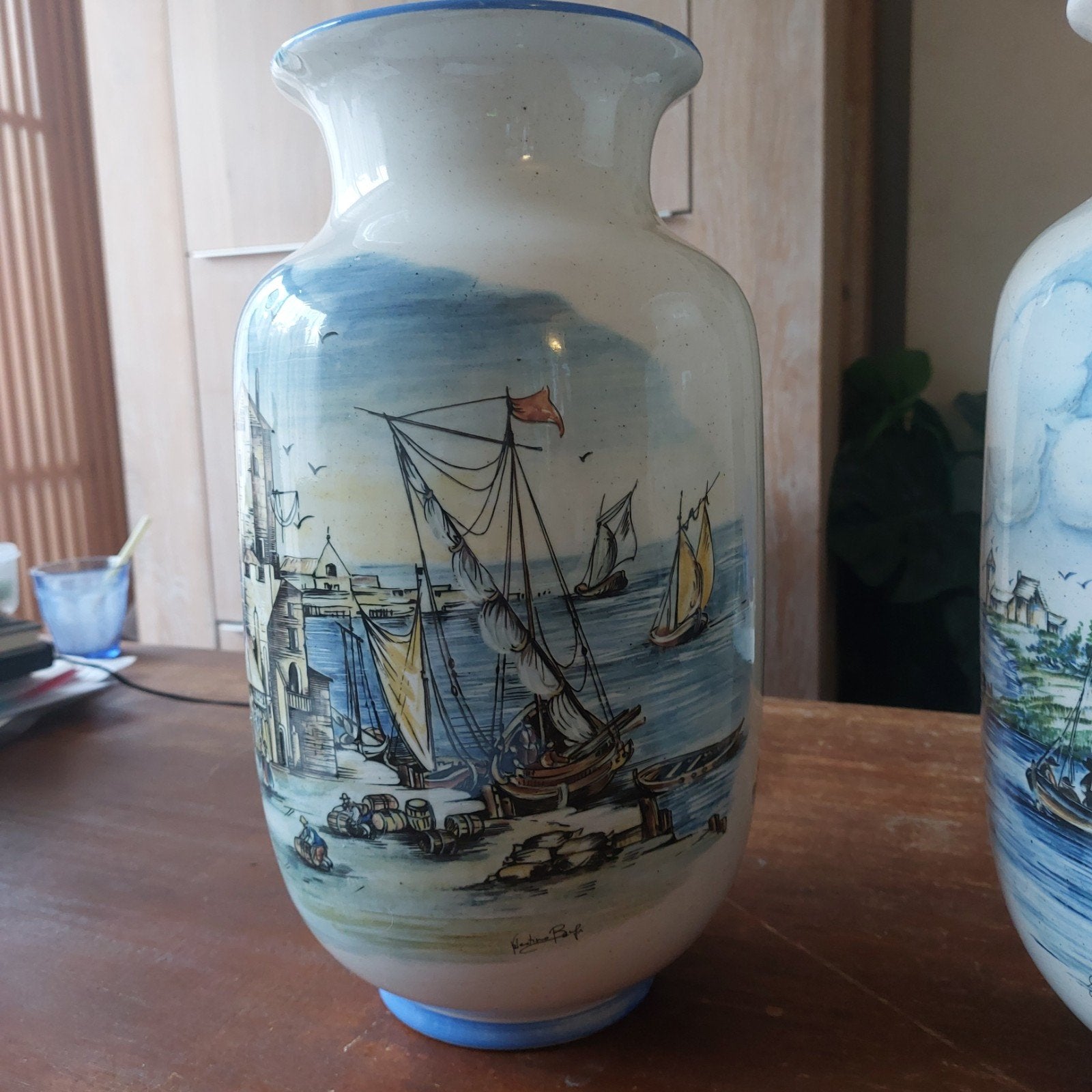 Set van 2 handgeschilderde vazen - Schoonhoven & Medemblik, Ophalen of Verzenden