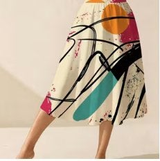 Nieuwe kleurrijke rok met abstracte print - Maat 46, Kleding | Dames, Meerkleurig, Maat 46/48 (XL) of groter, Nieuw, Ophalen of Verzenden