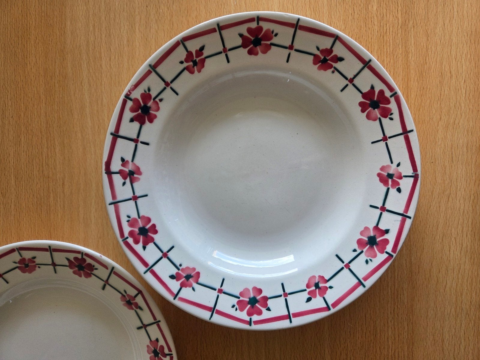 7x Diepe Borden Céranord St.Amand 'Monique' Jaren '30/'40, Antiek en Kunst, Antiek | Servies los, Ophalen of Verzenden