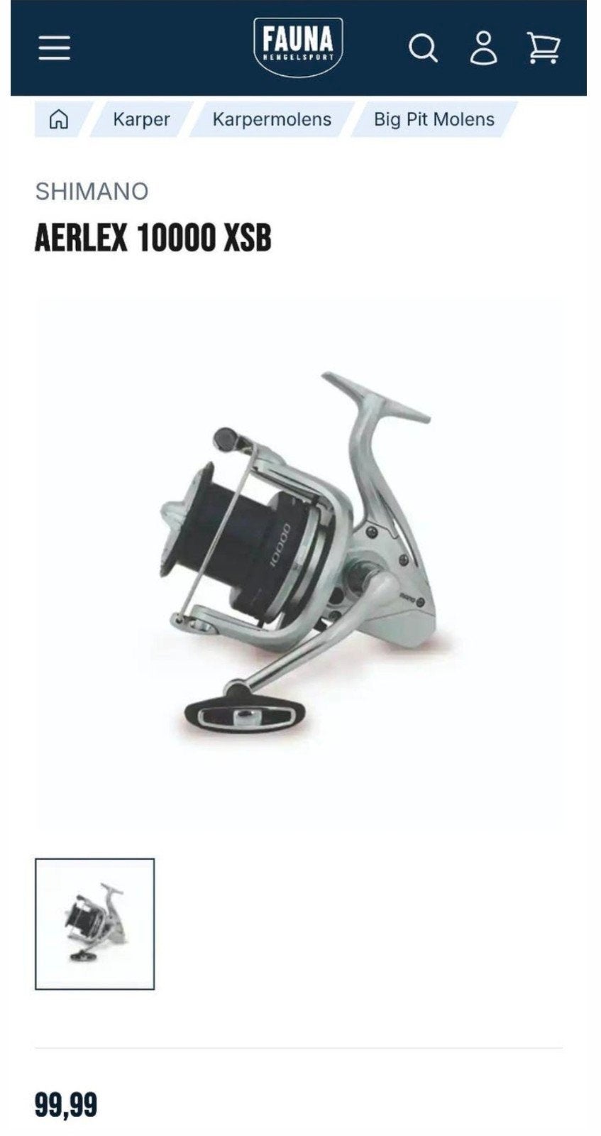 GEZOCHT: Shimano Aerlex 10000 XSA, Ophalen of Verzenden, Zo goed als nieuw, Molen
