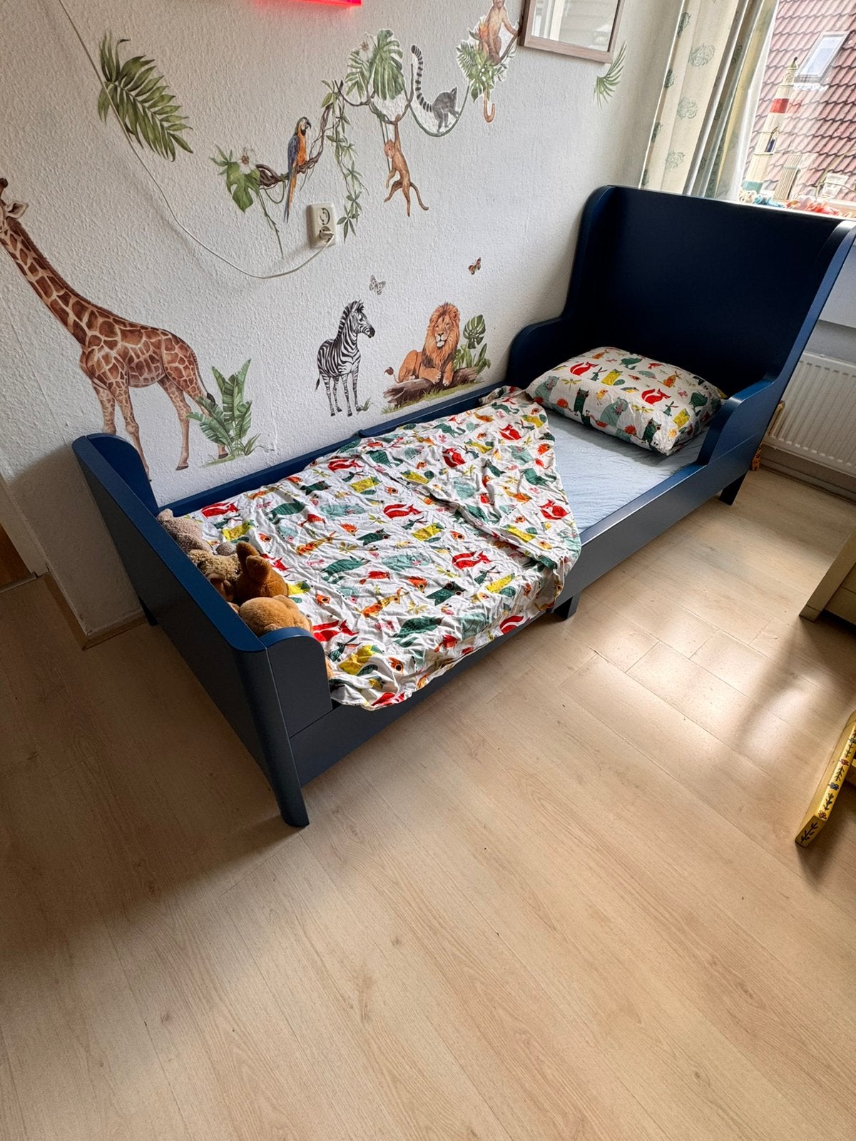 Leuk blauw meegroeibed van Ikea (Sundvik) te koop aangeboden, Ophalen, Overige merken, Overige typen, Zo goed als nieuw