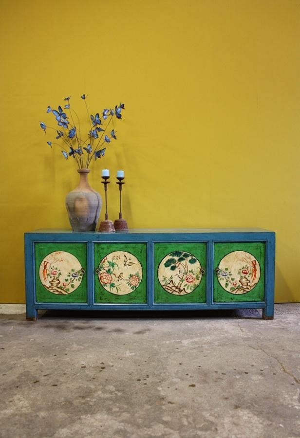 Vintage Style Kleurrijk Dressoir Uniek Meubel Chinese Kast, Met deur(en), Ophalen of Verzenden, Minder dan 100 cm, 25 tot 50 cm