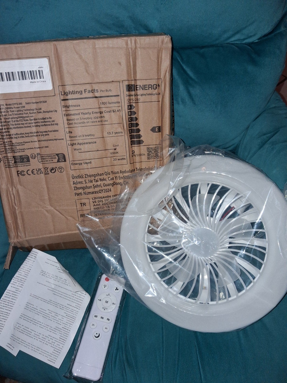 ventilator met led verlichting en afstandsbediening, Witgoed en Apparatuur, Ventilatoren, Ophalen of Verzenden, Ventilator met afstandsbediening