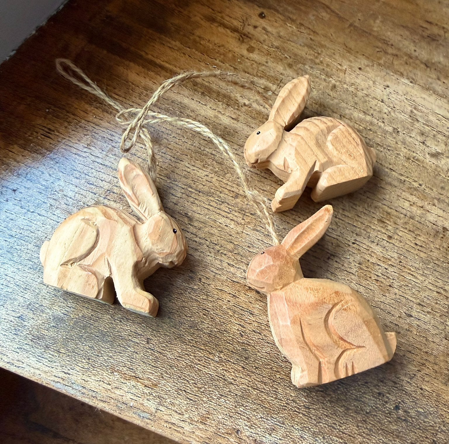 3x Houten haasje decoratiehanger, Diversen, Ophalen of Verzenden, Zo goed als nieuw