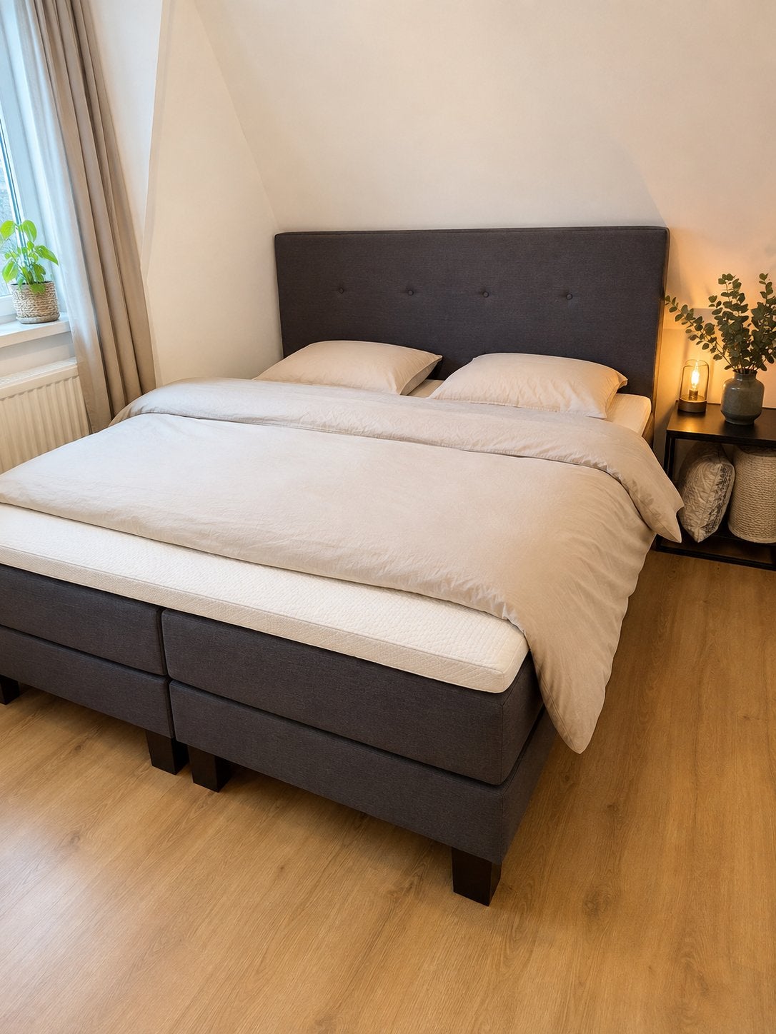 Complete boxspring 140x200 cm met Matt Sleeps-topper, Ophalen, Gebruikt, Tweepersoons, 140 cm