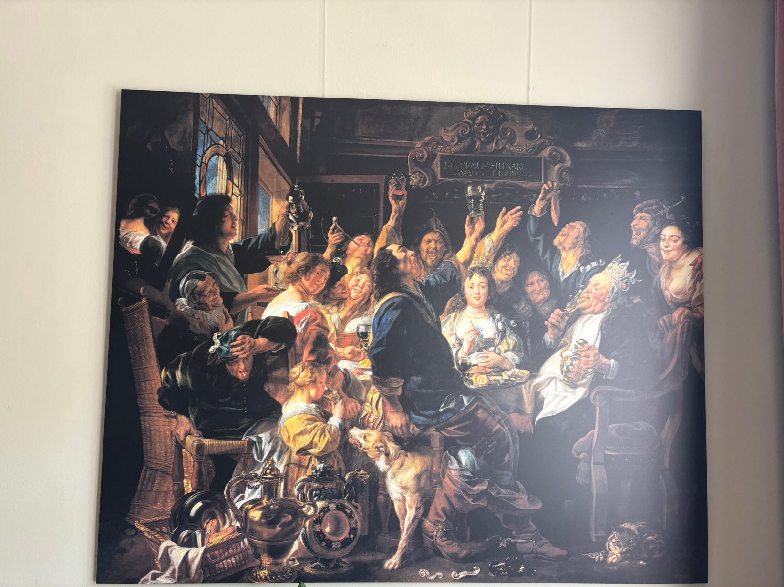 Groot schilderij 'Het Feest van Bacchus' op canvas, Antiek en Kunst, Ophalen