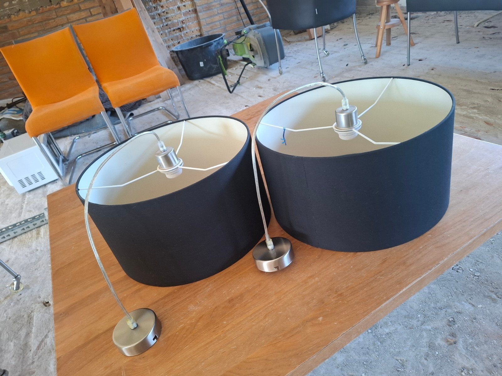 Design Hanglampen - 40 cm diameter, 22 cm hoog, RVS kapjes, Modern Design, Metaal, Zo goed als nieuw, E27 (groot)