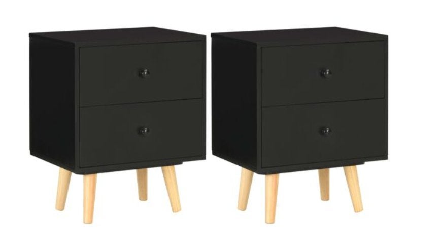 NIEUW | 2 nachtkatjes massief grenenhout zwart 2 laden! GRTS, Verzenden, Nieuw, Minder dan 45 cm, 55 tot 70 cm