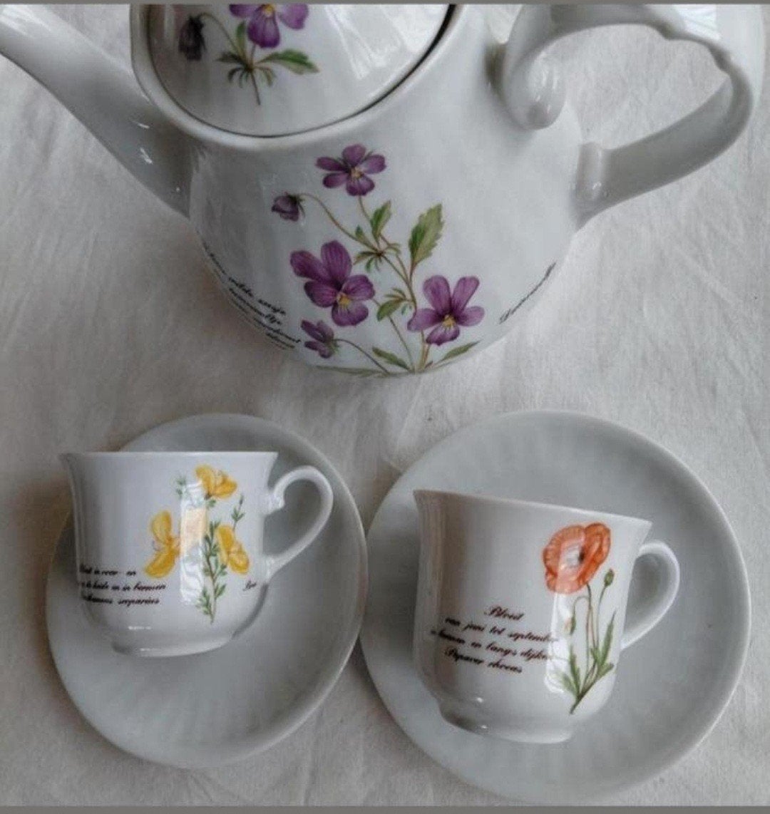 Libelle kopjes mok theepot koffiepot paarse viooltjes, Ophalen of Verzenden, Zo goed als nieuw, Overige stijlen, Kop(pen) en/of Schotel(s)