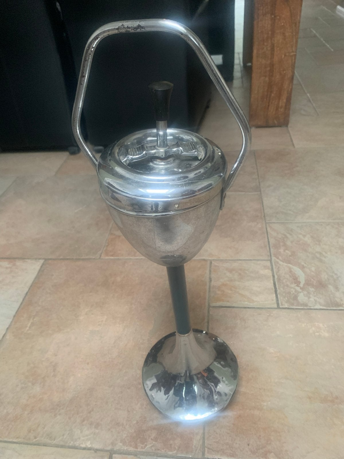 Vintage staande asbak - Chroom design, Ophalen