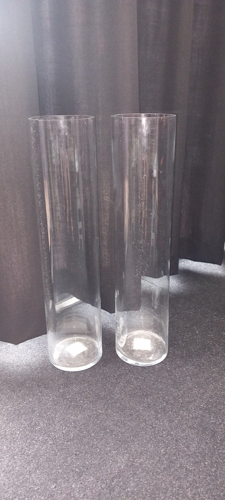 Twee glazen vazen 16x68cm - Alleen ophalen, Huis en Inrichting, Ophalen, Gebruikt, Transparant, Glas