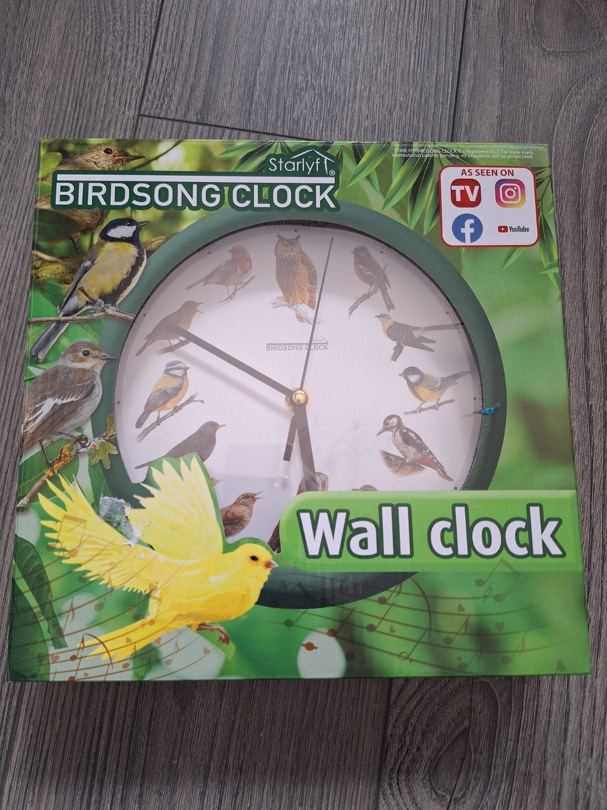 Birdsong Klok - Wandklok met vogelgeluiden, Ophalen of Verzenden, Zo goed als nieuw, Analoog, Wandklok