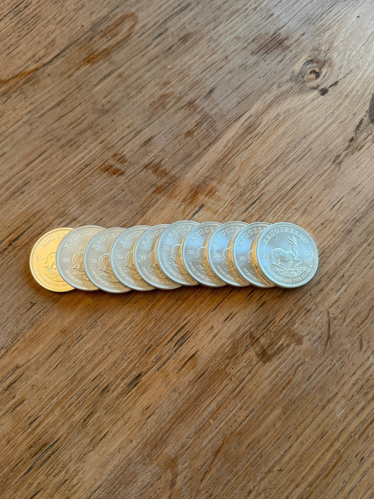 Lot 10 st 999 zilver 1 oz krugerrand 2023, Ophalen of Verzenden, Zilver