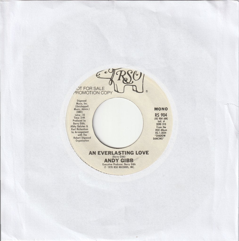 Andy Gibb 7" PROMO: An everlasting love  [mono + stereo], Ophalen of Verzenden, Zo goed als nieuw, Pop, Overige typen
