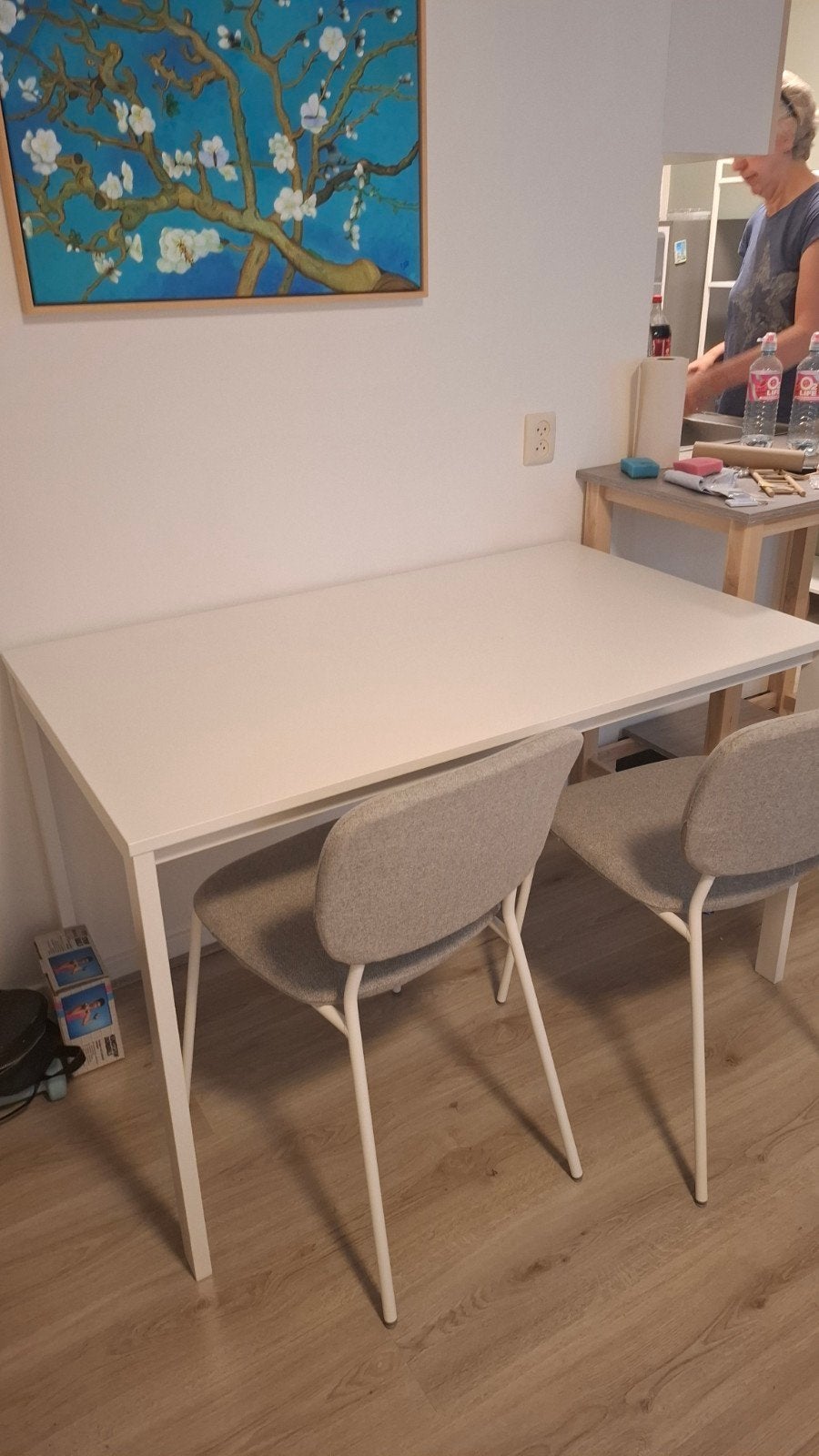 Witte eettafel (IKEA) 125x74 cm, perfect voor 2-4 personen, Ophalen, Overige materialen, Gebruikt, 100 tot 150 cm