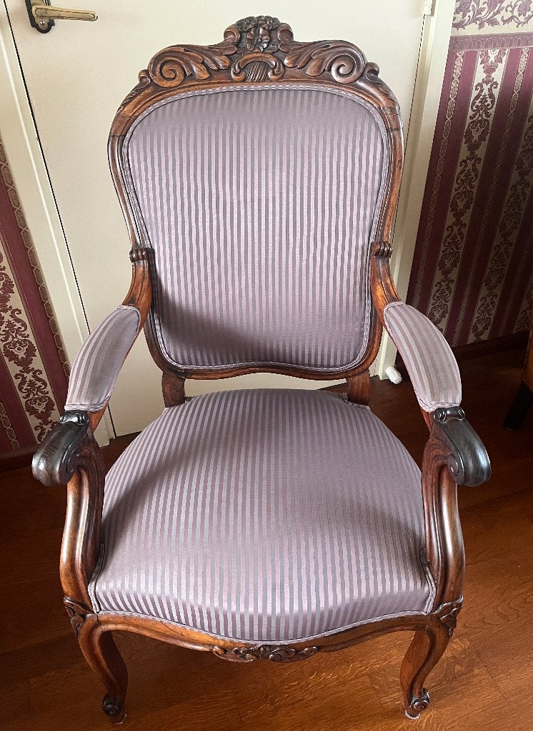 Antieke fauteuil stoel mooi bekleed, Ophalen, Hout, Gebruikt, Minder dan 75 cm
