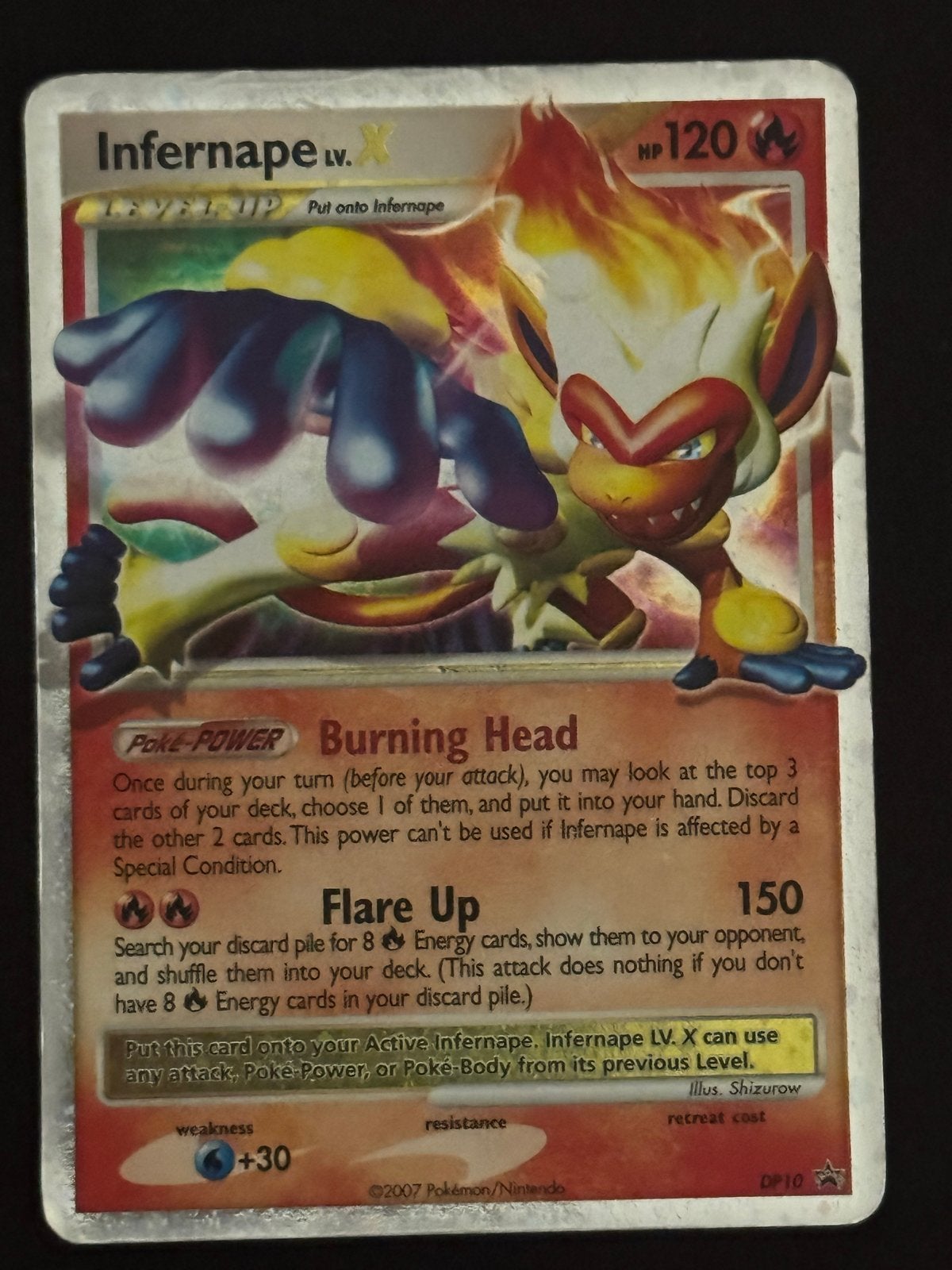 Infernape LV.X Holo Rare DP10 promo., Ophalen of Verzenden, Gebruikt, Losse kaart, Foil