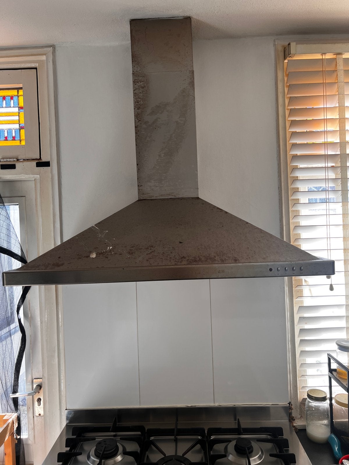 Etna Gebruikte RVS Wandschouwkap met Verlichting, Witgoed en Apparatuur, Afzuigkappen, Ophalen, Gebruikt, Vrijstaand, Motor