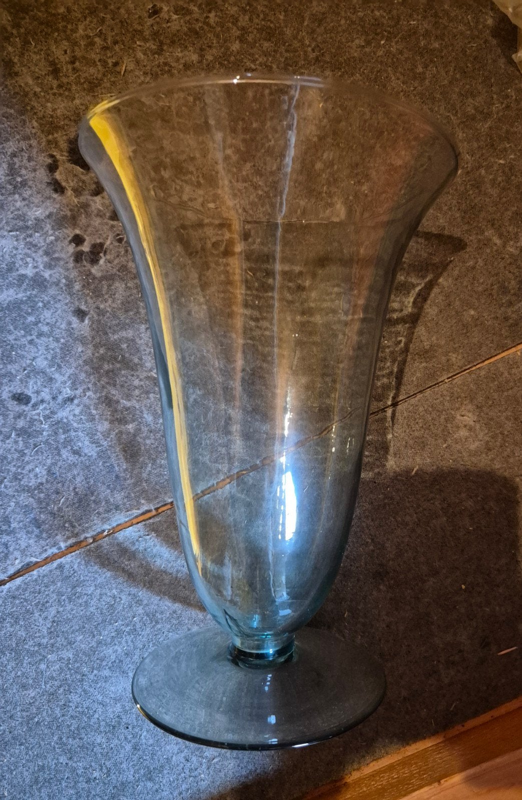 Groene grote glazen vaas, Ophalen, Gebruikt, 30 cm, Glas