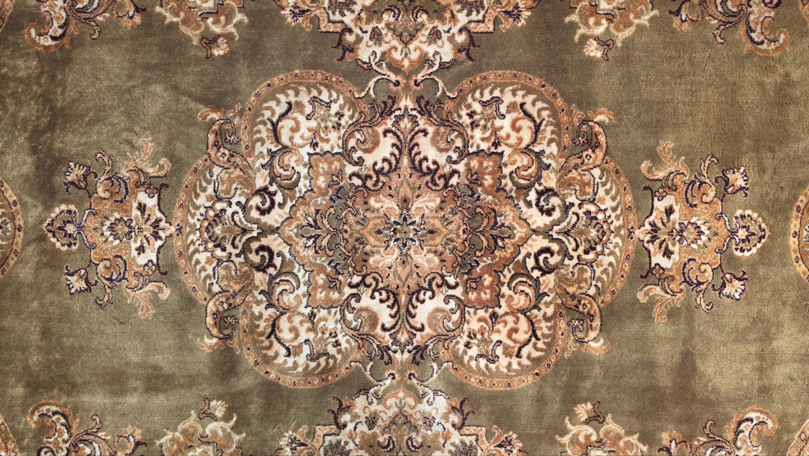 Vintage oosters wol vloerkleed Retro green gold 197x298cm, Klassiek, Oosters, Traditioneel, 150 tot 200 cm, 200 cm of meer, Www.hypepopup.nl